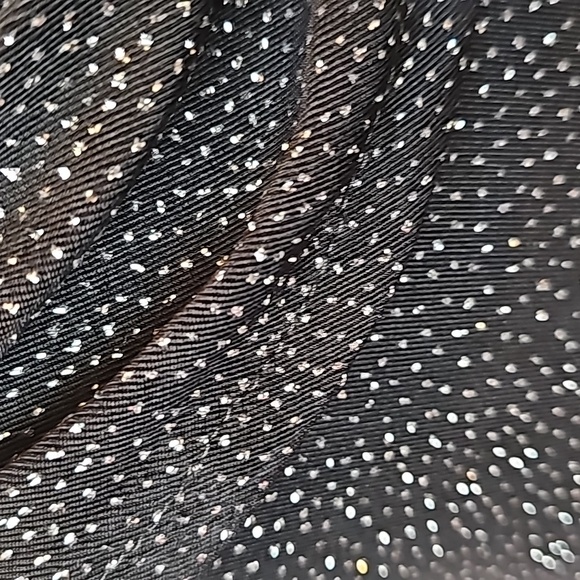 VINTAGE NIGHT WAY BLACK GLITTER SLEEVELESS DRAPED NECK LONG EVENING DRESS - Picture 4 of 13